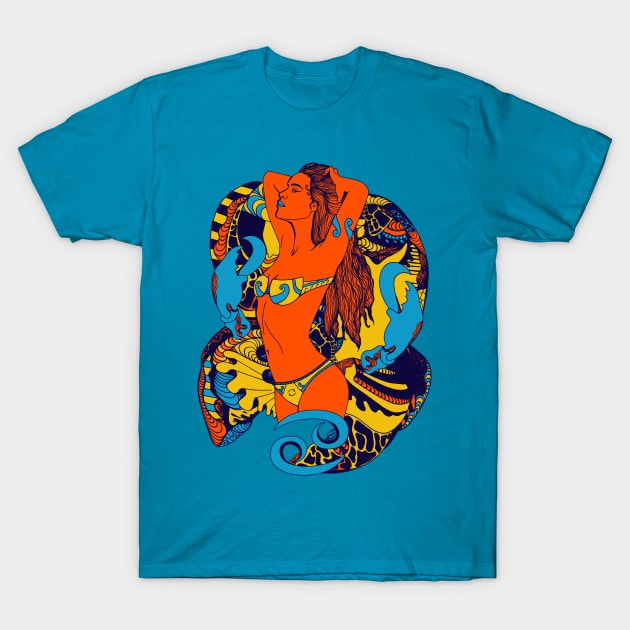 Orange Blue Cancer Beauty T-Shirt by kenallouis